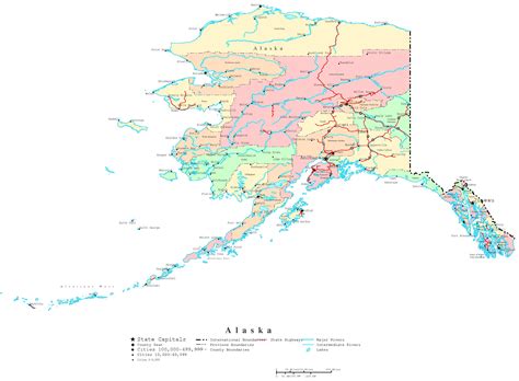 Large Administrative Map Of Alaska State With Roads And Cities