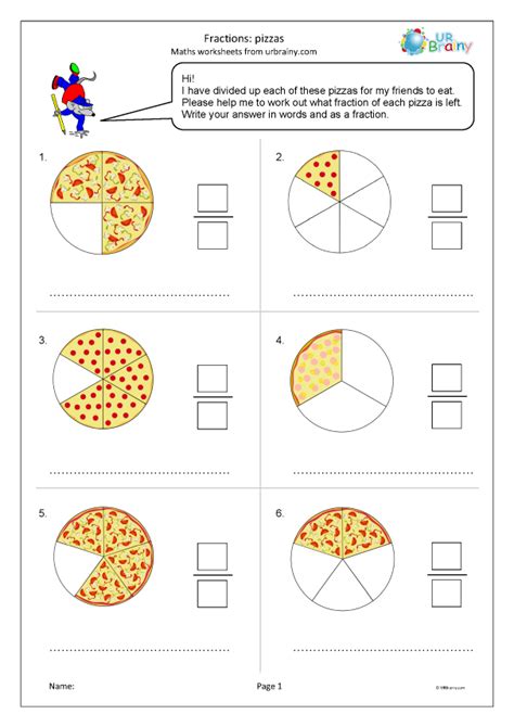 Fractions Pizzas Fraction Worksheets For Year 3 Age 7 8 By