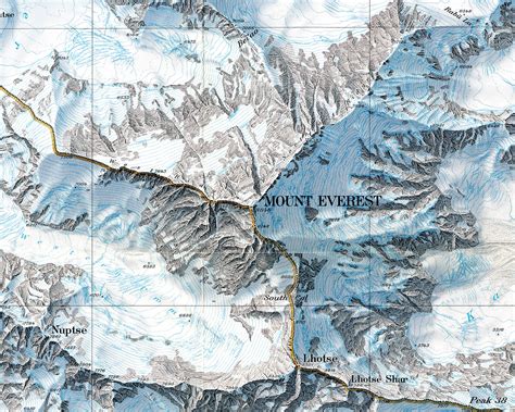 The Henry Washburn Shaded Relief Map Of Mount Everest Completed By