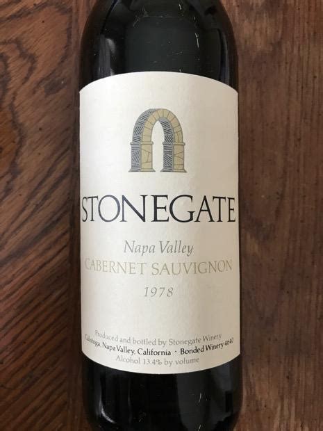 1974 Stonegate Cabernet Sauvignon Usa California Napa Valley