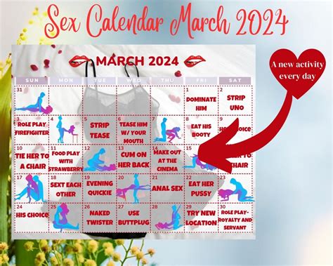 March 2024 Printable Sex Calendar For Couples Daily Sex Activities Adult Calendar For Kinky Sex