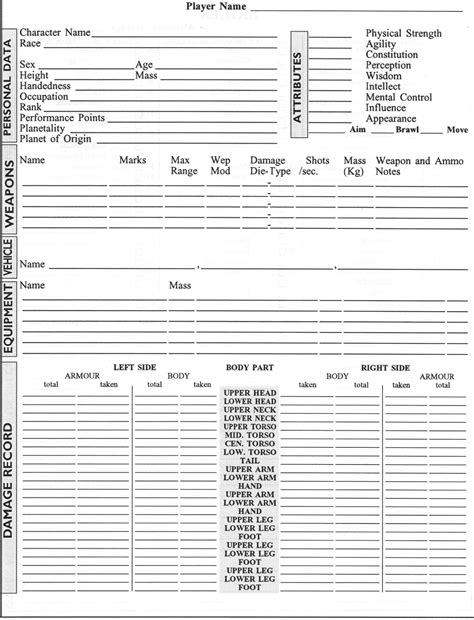 Form Fillable Character Sheet