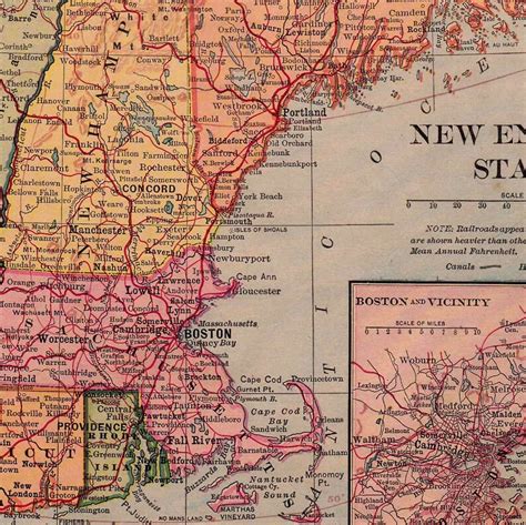 Antique Maps Of Us States Printable Vintage United States Etsy