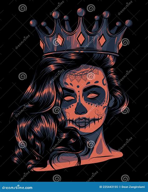Skull Girl With A Crown Vector Illustration Design Stock Vector