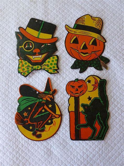 Set Of 4 Vintage Beistle Halloween Diecut Embossed Decorations Etsy