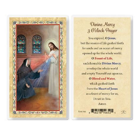 Divine Mercy 3 Oclock Prayer Gold Stamped Laminated Holy Card 25 Pack Buy Religious