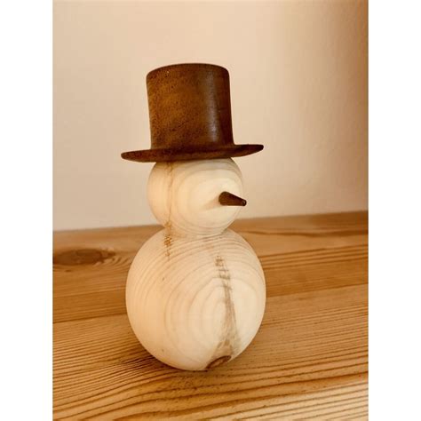 Snowman Kurt Art 13cm Swiss Pinenut Wood Handmade Kurtart