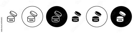 Period After Opening 12m Symbol Set Cream Shelf Life Vector Icon For
