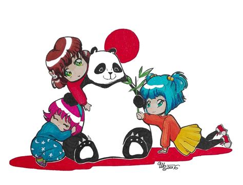 Momo Sachi And Ai With Mr Panda By Umikohoshi On Deviantart