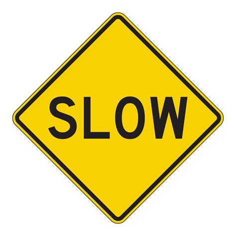 Yellow Diamond Slow Sign 24x24 Reflective Street Signs