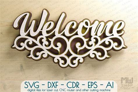 Welcome Sign Svg Laser Cut Welcome Sign 3d Layered Welcome