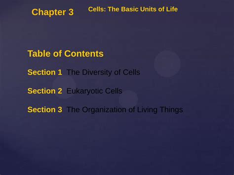 Pdf Chapter 3 Cells The Basic Units Of Life Table Of Contents The