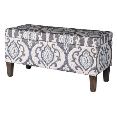 Key town panel bedroom set millennium in bedroom sets. Gray And Light Blue Storage Bench Large Damask - HomePop ...