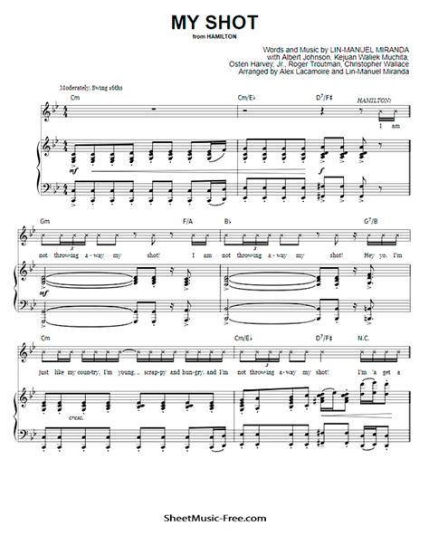 Download My Shot Sheet Music PDF From Hamilton The Musical Download