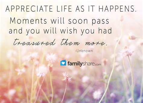 Appreciate Life As It Happens Moments Will Soon Pass And You Will