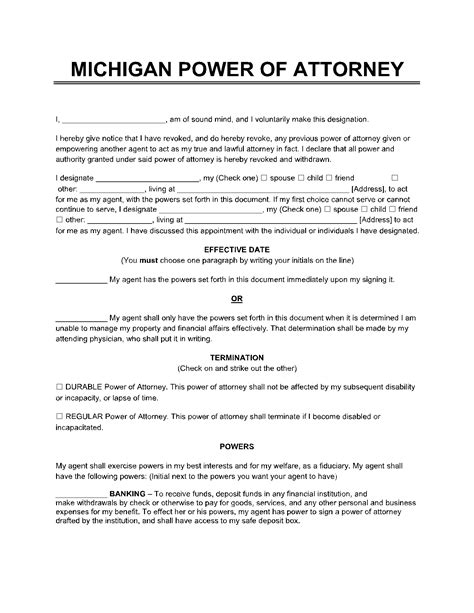 Free Michigan Power Of Attorney Forms 100 Work Cocodoc