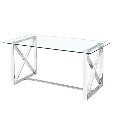 Zenn Contemporary Stainless Steel And Clear Glass Dining Table Picture Perfect Home Glass
