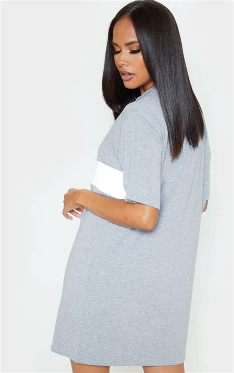 Grey Reflective Panel T Shirt Dress Dresses Prettylittlething Usa