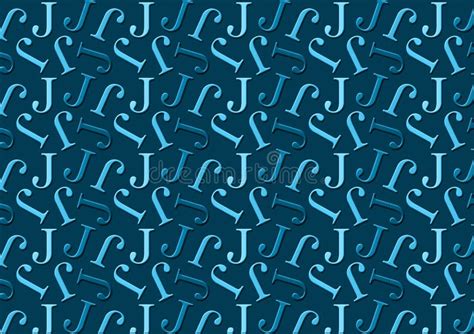 Letter J Pattern In Different Colored Blue Shades For Wallpaper Stock Illustration