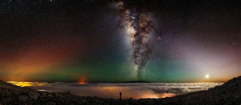 Wallpaper Night Galaxy Space Milky Way Alone Atmosphere Aurora