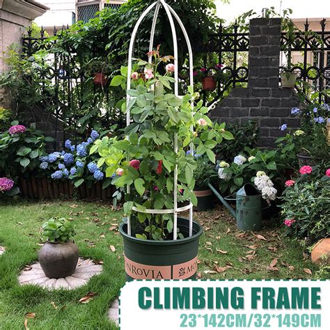 Metal plant frames and support including the conical plant support rings, garden hoop plant support and adjustable plant supports. Garden Plant Flower Vine Rack Climbing Planter Trellis ...