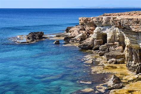 Beach Boulders Cave Cliff Coast Cyprus Daylight Geology Island