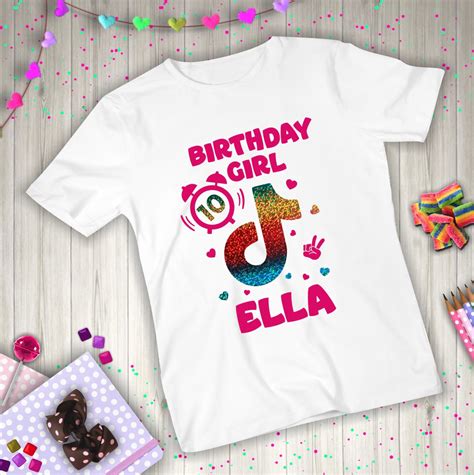 Personalised Tik Tok Birthday Girls T Shirt Viral Party Kids Etsy