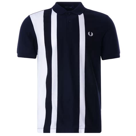 Fred Perry Striped Piqué Polo Shirt Navy M