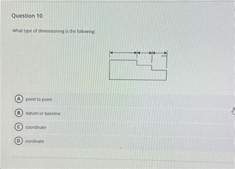 Solved Question 10 What Type Of Dimensioning Is The