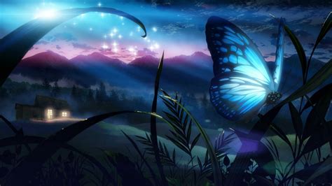 Wallpaper Anime Space Sky Butterfly Insect Atmosphere Darkness