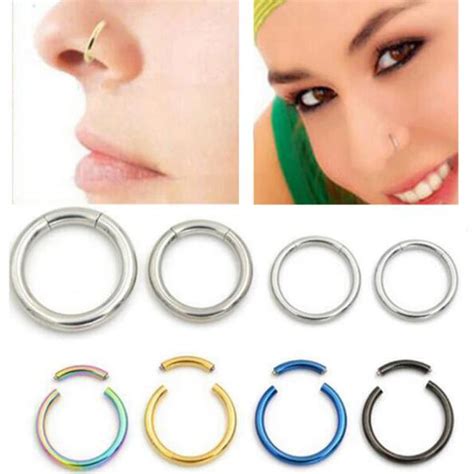 1piece Nose Cartilage Septum Ring Hoop Nose Rings Stainless Steel Segment Lip Cbr Tragus Helix
