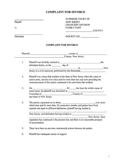 One such important document is a divorce decree. Nj Divorce Forms Download - Fill Out and Sign Printable ...