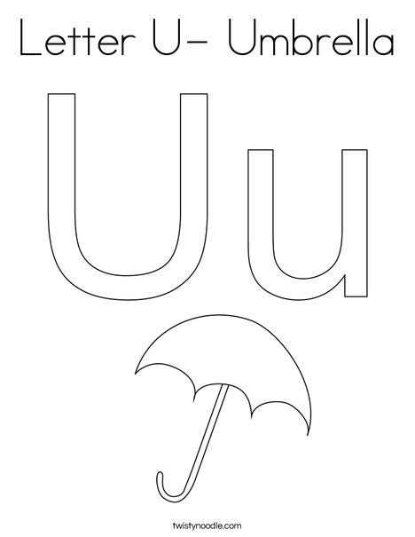 Letter U Umbrella Color By Number Page Animal Colorin