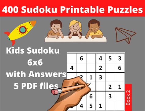 Printable Pdf Easy Sudoku For Kids 6x6 400 Children Puzzles Etsy