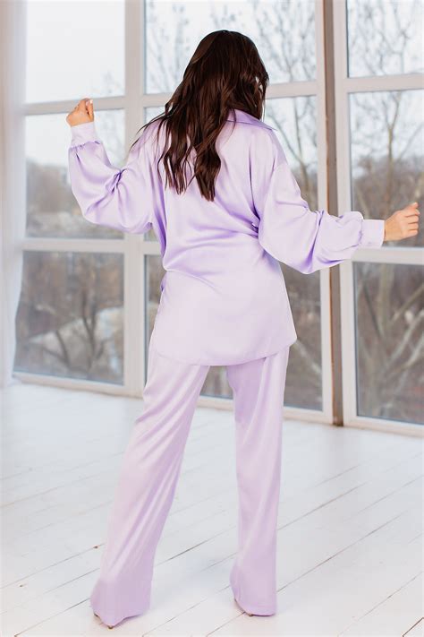 Pale Lavender Silk Pant Suit For Women Satin Three Piece Etsy