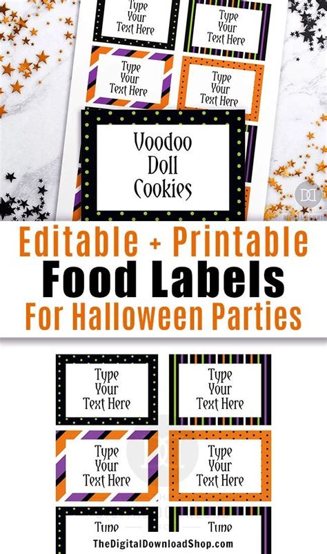 Halloween Food Labels Printable Editable Food Labels Printable Food