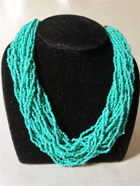 Vintage Turquoise Seed Bead Necklace By Manhattanflamingo On Etsy
