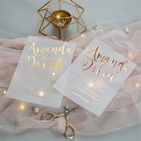 Learn about wedding etiquette in 2020 and download a free calligraphy template. Rose Gold Foil Wedding Invites - Invitations by Tango Design