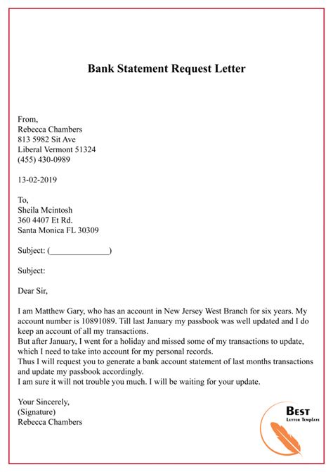 4 Free Sample Request Letter Template To Bank With Example