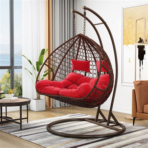 Rattan Hanging Round Pod Wicker Basket Egg Swing Chairs With Stand