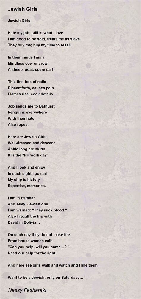 Jewish Girls Poem By Nassy Fesharaki Poem Hunter