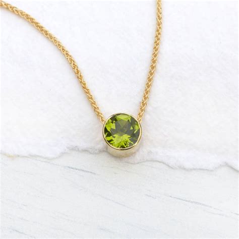 Peridot Necklace In 18ct Gold August Birthstone By Lilia Nash