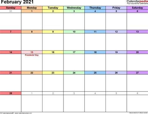 Cute February 2021 Calendar Printable Free Letter Templates