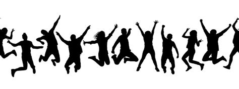 Silhouettes Of Many Different Jumping People Seamless Pattern Isolated