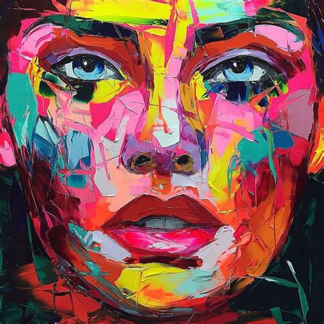 Hand Painted Cool Woman Wall Art Canvas Painting Abstract Artwork Face