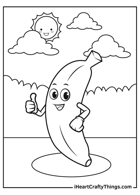 Coloring Page Banana Coloring Page Template Printing Printable Banana