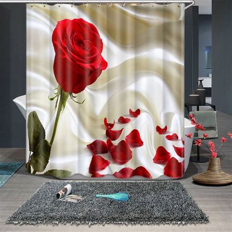 Custom Shower Curtains Red Rose And Diamond Bath Suppliesstore Rose Shower Curtain Floral