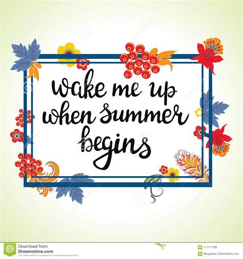 Wake Me Up When Summer Begins Decorative Hand Drawn Lettering Stock