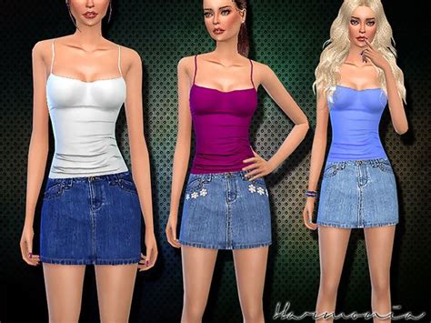 Harmonia Ts4 Set 012 Mini Skirts Denim Skirt Denim Mini Skirt