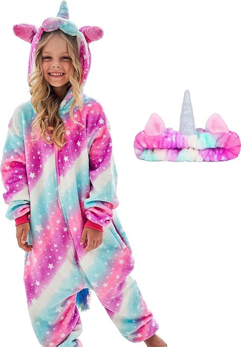 Girls Unicorn Pajamas Onesie Soft Unicorn Sleepsuit With Matching